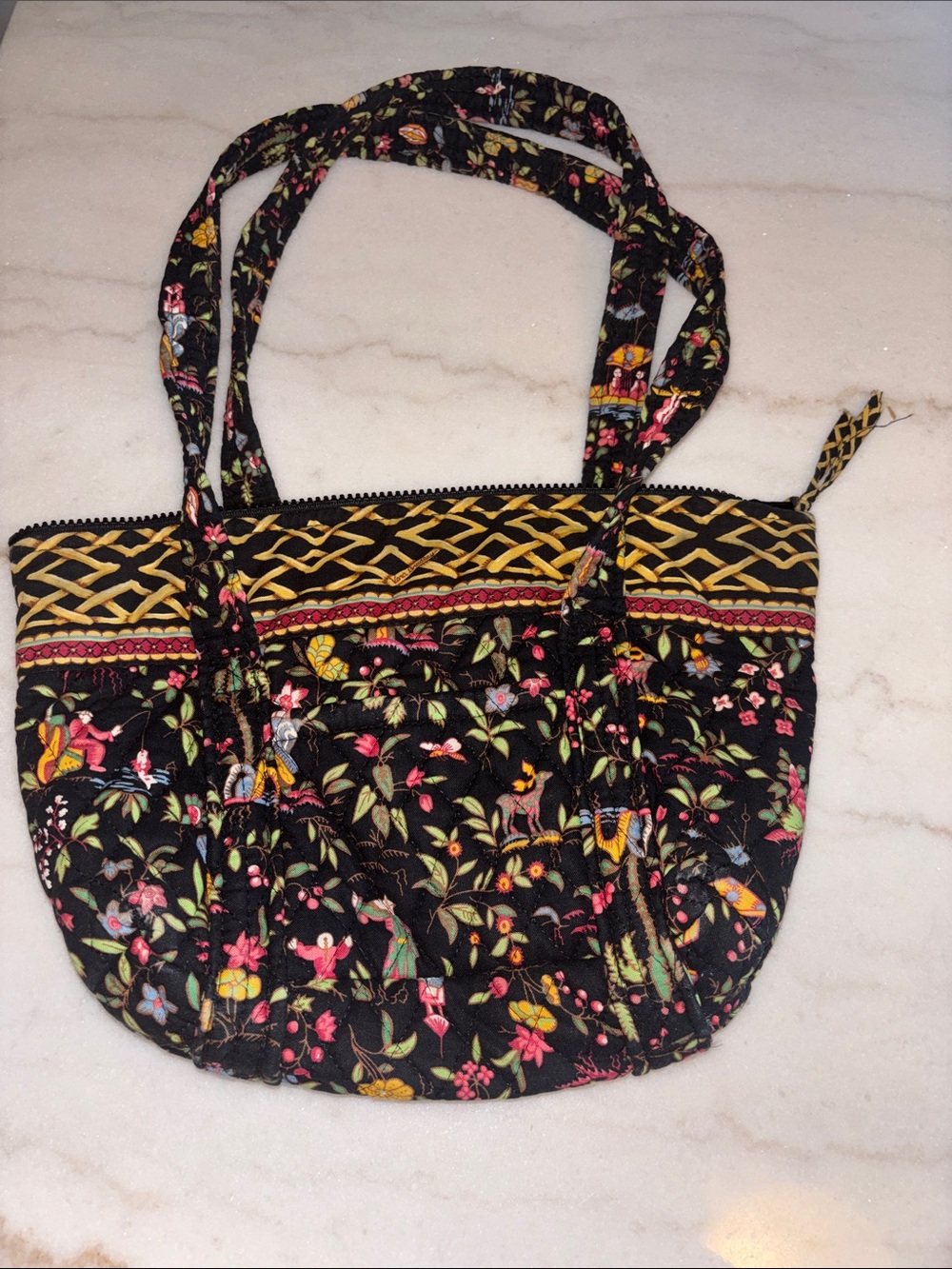 Vintage Vera Bradley Ming Small Tote Bag 2001 Retired Floral Pattern